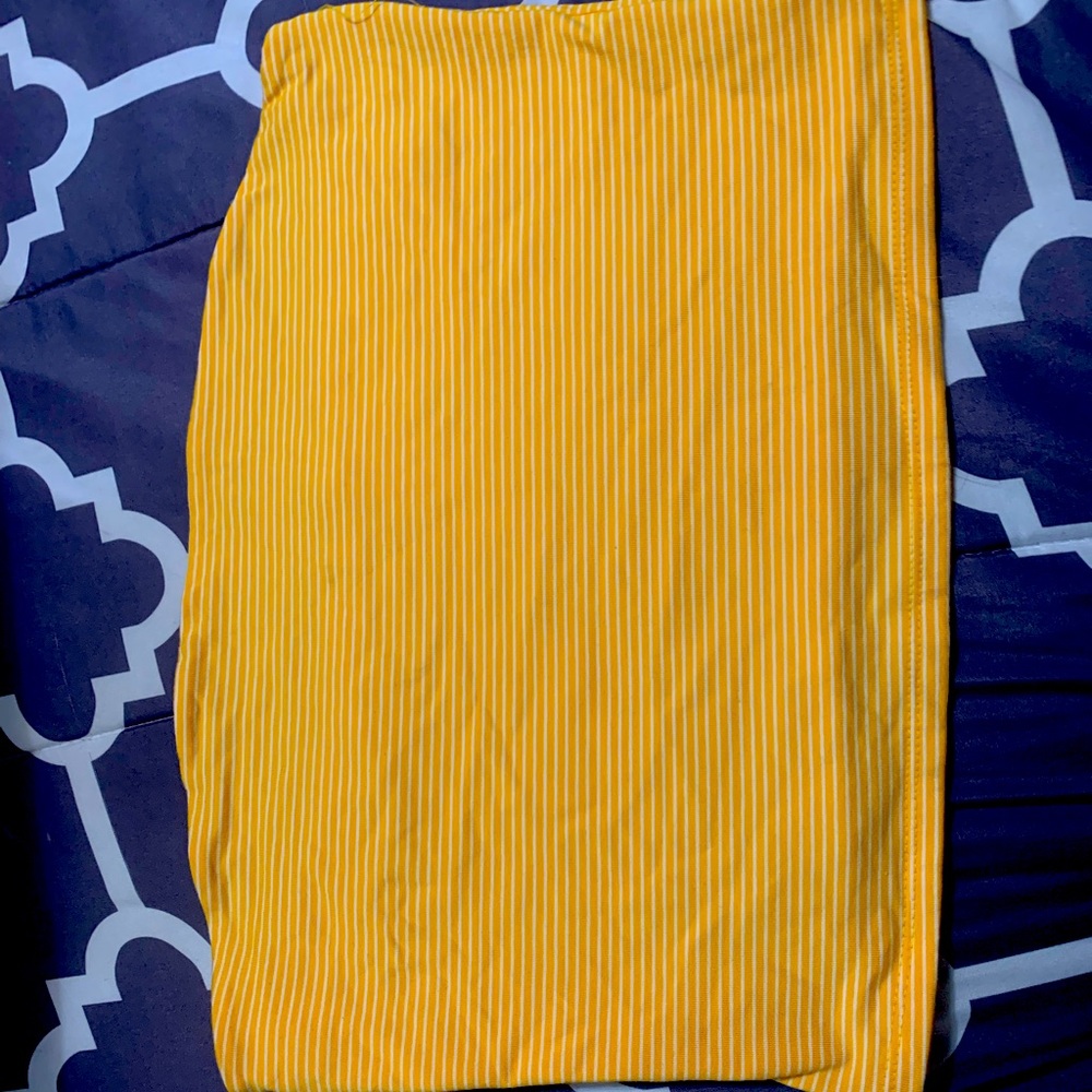 Yellow and white striped tube top
